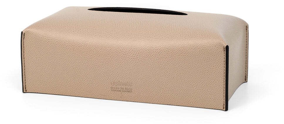 Мягкая прямоугольная коробка для салфеток - 24,7X12,7XH7,5 см / зернистая кожа_кремовый