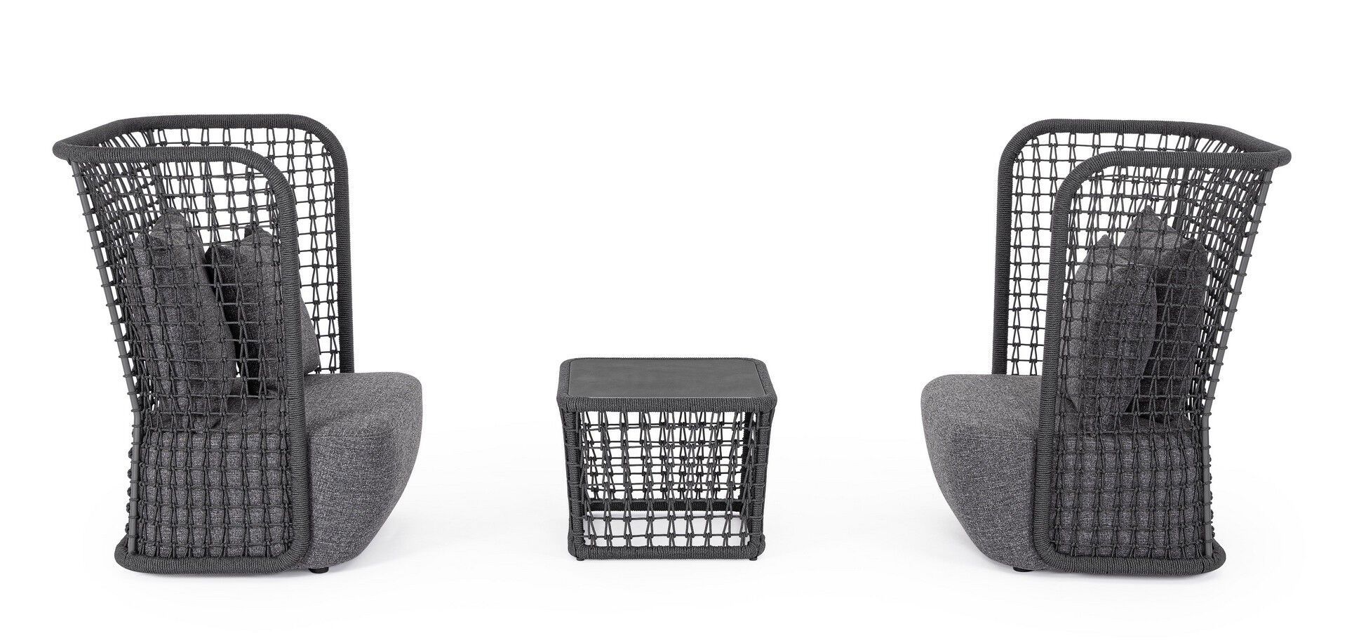 Веревочное и тканевое садовое кресло с высокой спинкой BIZZOTTO Kollar ARCH-00043118 - Вид №1