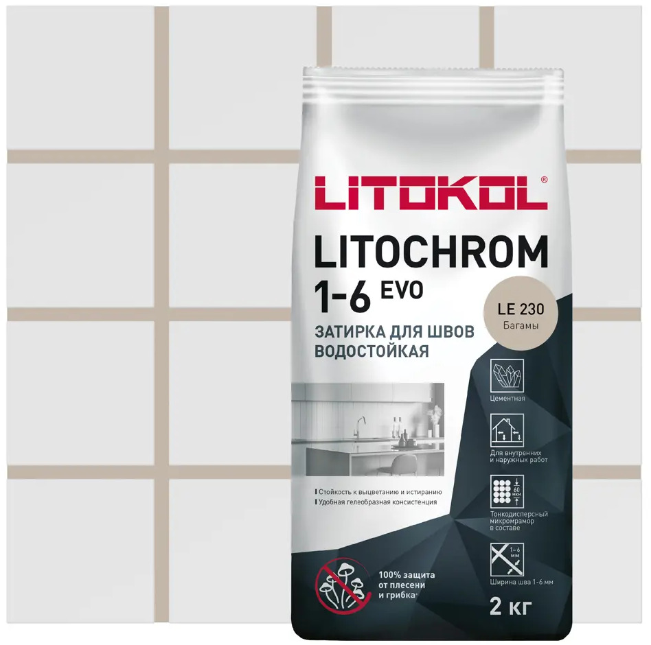 Litokol Litochrom 1-6 Evo: цементная затирка 'Багамы' для швов 1-6 мм 85486594