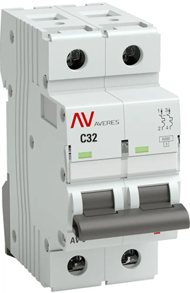 Автоматический выключатель EKF AV-6 2P C32A для защиты электроцепей 84579881
