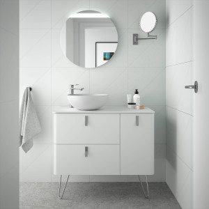 24604 SALGAR Мебель для умывальника UNIIQ 900 правая MATT WHITE 897 x 540 x 450 мм Мягкий белый