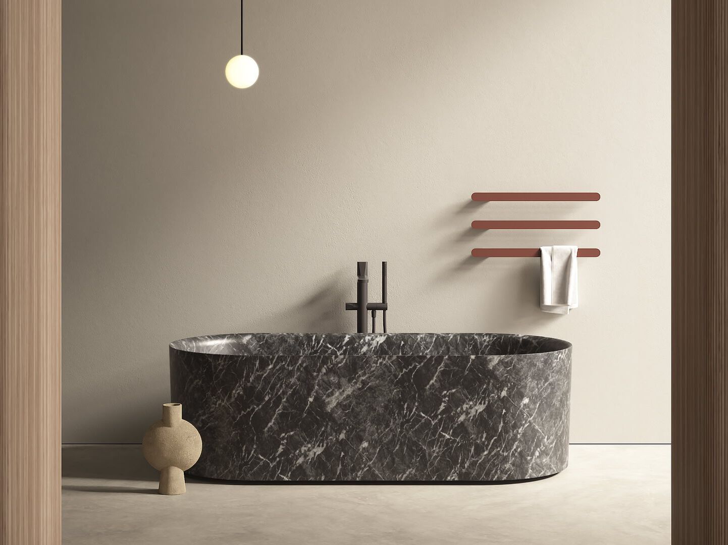 Овальная ванна в центре комнаты из мрамора Antoniolupi NEBULA ARCH-00125610