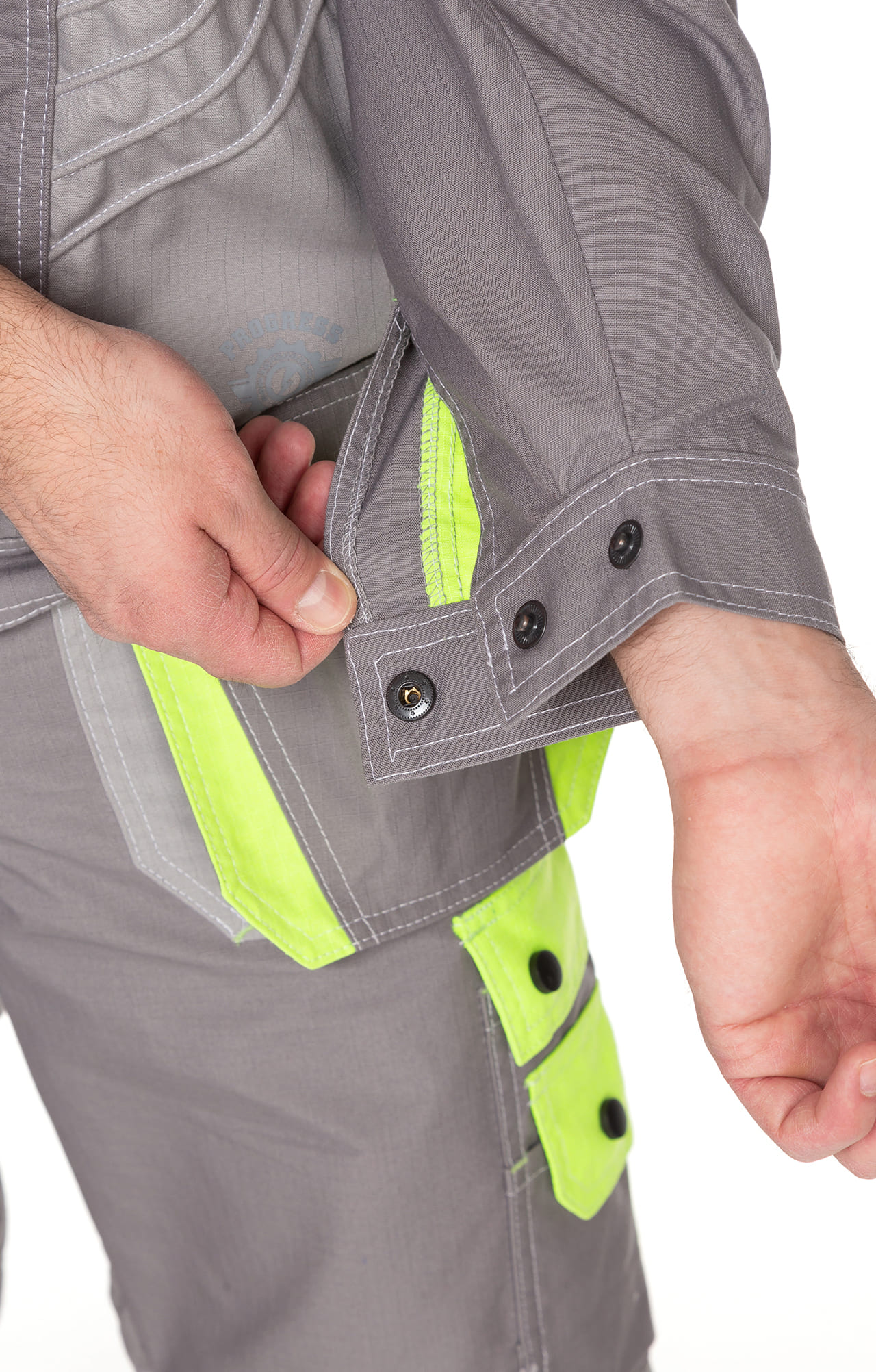 68817 Костюм "Прогресс" темно-серый светло-серый с лимонным  Летняя спецодежда  размер 52-54/170-176  - Вид №12