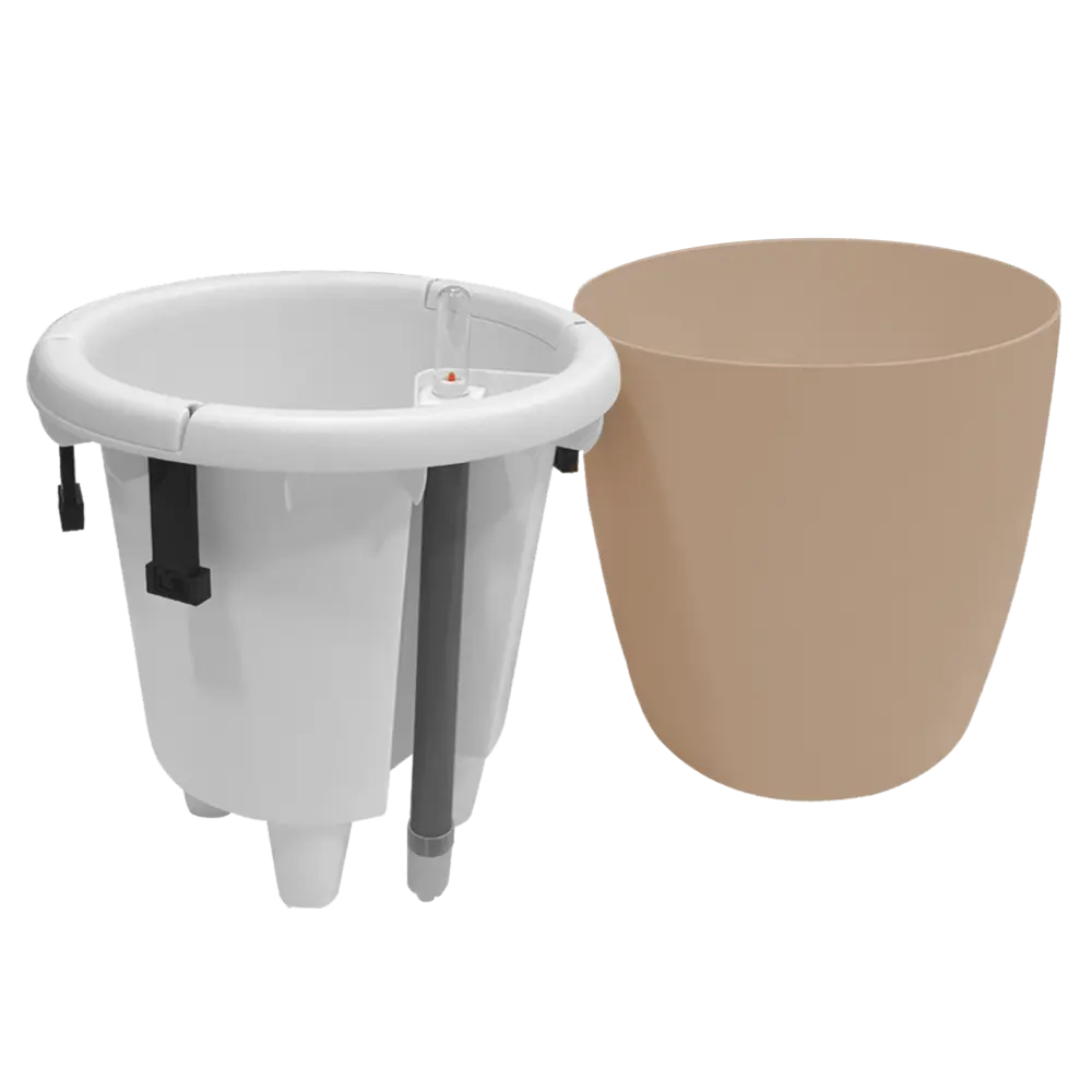 Горшок цветочный с автополивом Ingreen ø16 h18.6 см v2 л пластик бежевый Munchen STLM-2039834 - Вид №2