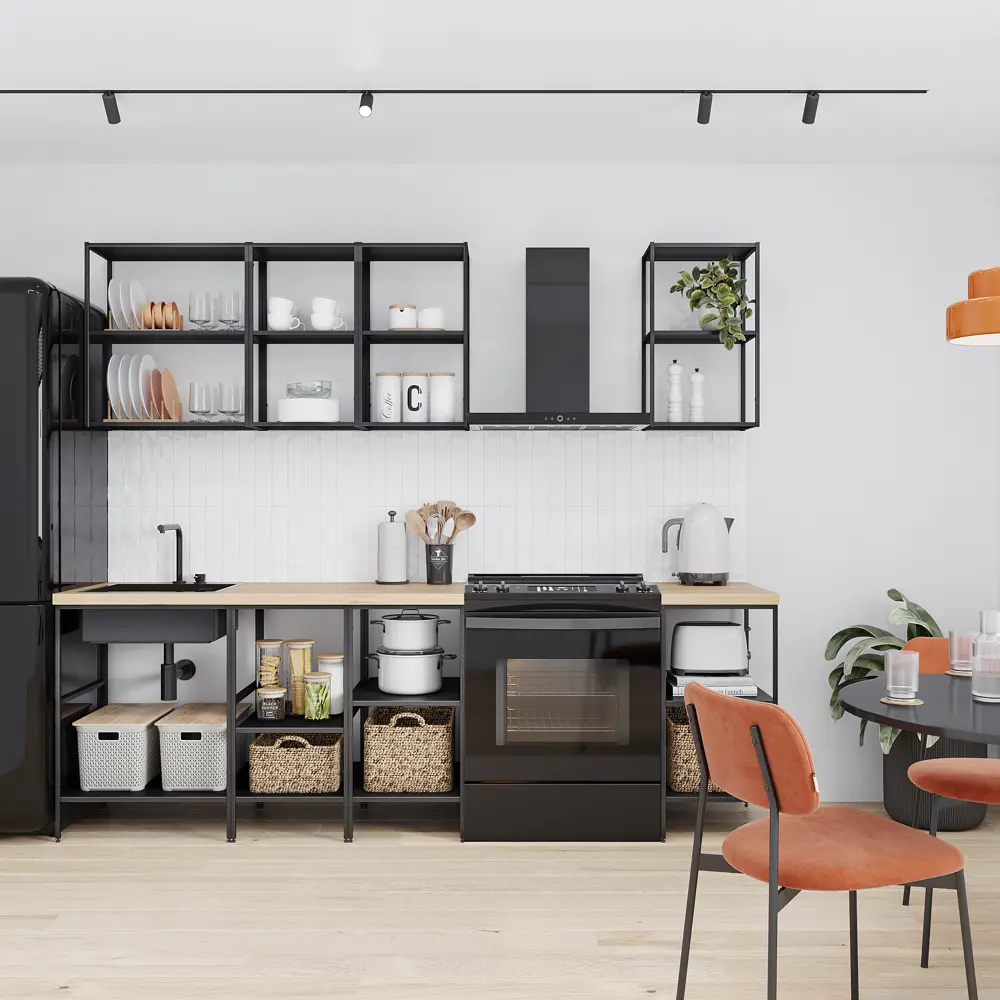 Кухонный гарнитур 140x60 см Вельга цвет черный KONSENSA STLM-2164699 - Вид №1