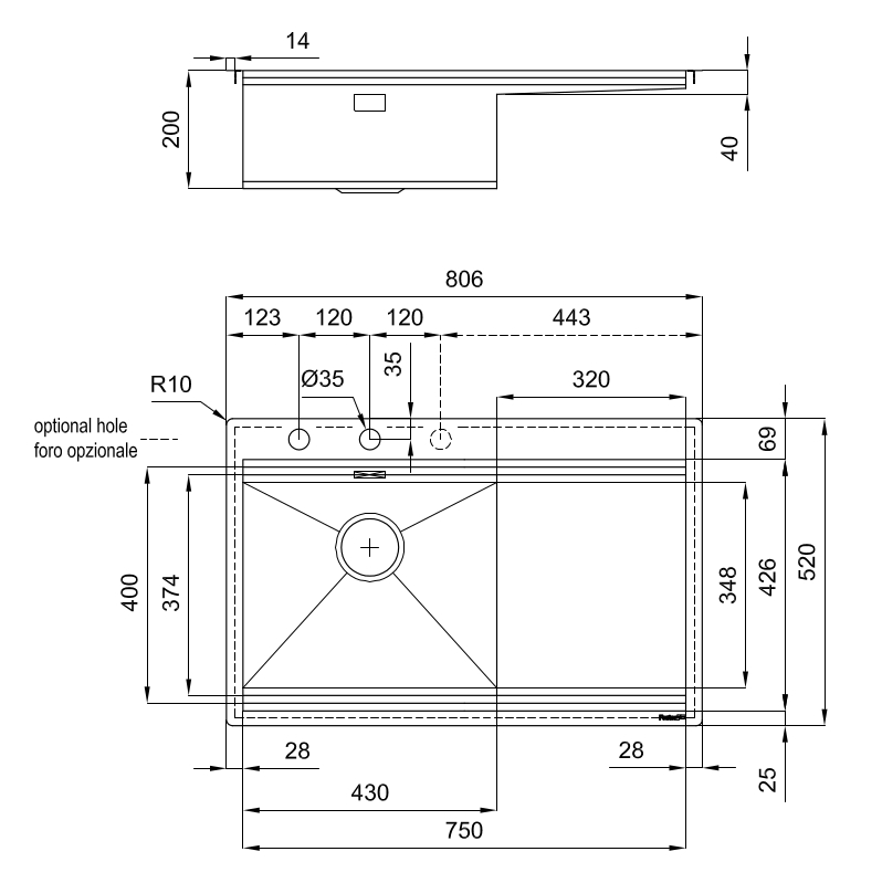 104005x Мойка Milanello workstation 1040 05x Fosterspa  - Вид №1