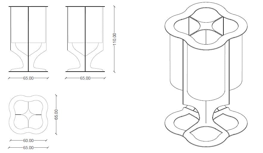 Стальная стойка для мусора с порошковым покрытием CITYSì плющ ARCH-00127483 - Вид №10