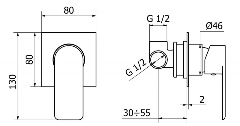 Встраиваемый однорычажный смеситель для душа Cezares FURORE-DIM-01-Cr  - Вид №1