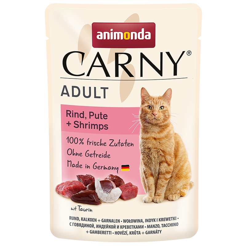 ПР0050435 Корм для кошек Carny Adult говядина, индейка, креветки пауч 85г Animonda 