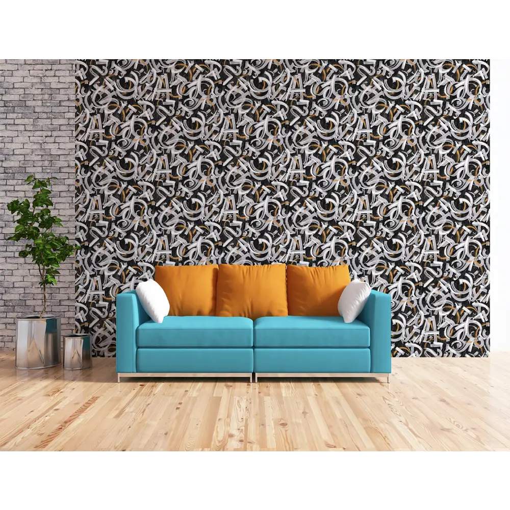 Обои флизелиновые Vog Collection Каллиграфия черные 1.06 м 90123-43 STLM-2185832 - Вид №2