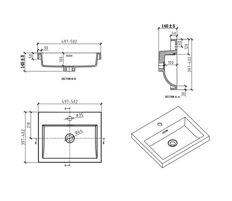 Мебель для ванной BelBagno PIETRA MINI-500-BL  - Вид №5