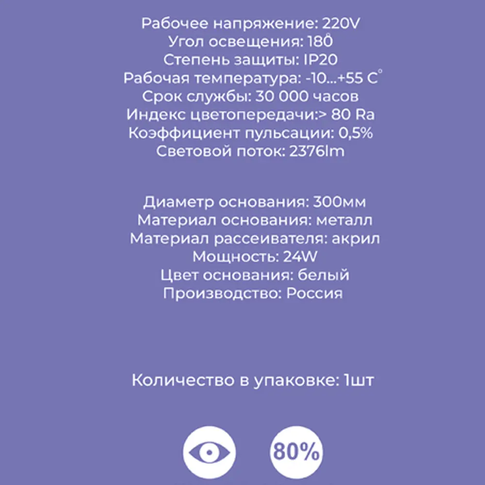 Светильник настенно-потолочный светодиодный Эйри, 9 м², 18 Вт, холодный белый свет, цвет белый матовый СЕМЬ ОГНЕЙ STLM-2000921 - Вид №5
