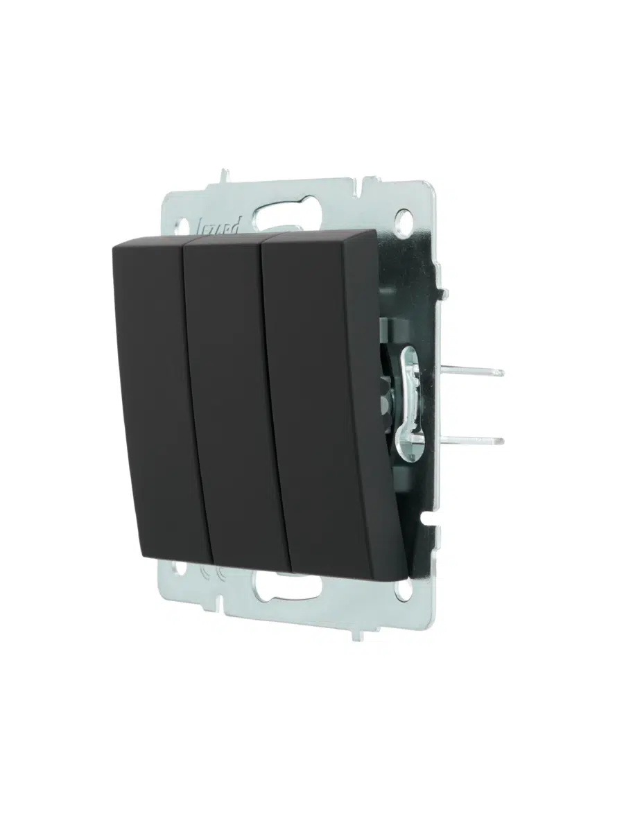 RAIN Выключатель тройной без рамки черный LEZARD 703-4288-109 - Вид №1