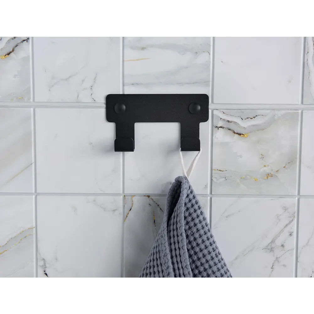 Вешалка настенная 2 крючка Manzzaro 11x6x2 см сталь цвет черный STLM-2113709 - Вид №5