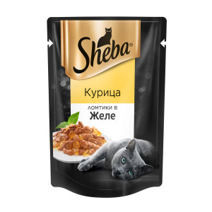 ПР0033078 Корм для кошек Курица ломтики в желе пауч 85г SHEBA