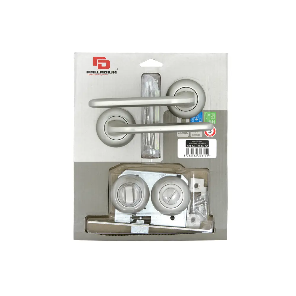 Комплект дверных ручек 24L 170 BK GF, с запиранием, цвет никель 82105603 STLM-2149790 PALLADIUM  - Вид №3