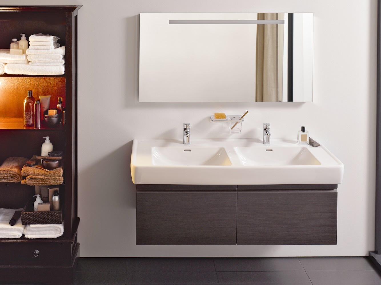 H4830820954751 Шкафчик под раковину с сифоном, сохраняющим пространство, для раковины 814967, 2 выдвижных ящика, внутренний ящик LAUFEN PRO - Вид №1