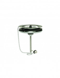 377500 000 00  Заглушка для мойки с сообщающимися баками Д. 60 мм, цепной стопор, нержавеющая сталь Valentin Сталь