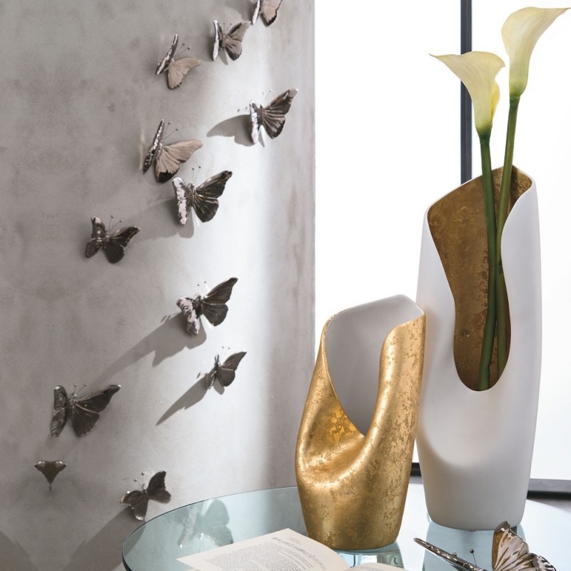 Q323X42 Керамическая калла Adriani e Rossi Внешнее сусальное серебро-внутреннее белое матовое  - Вид №10