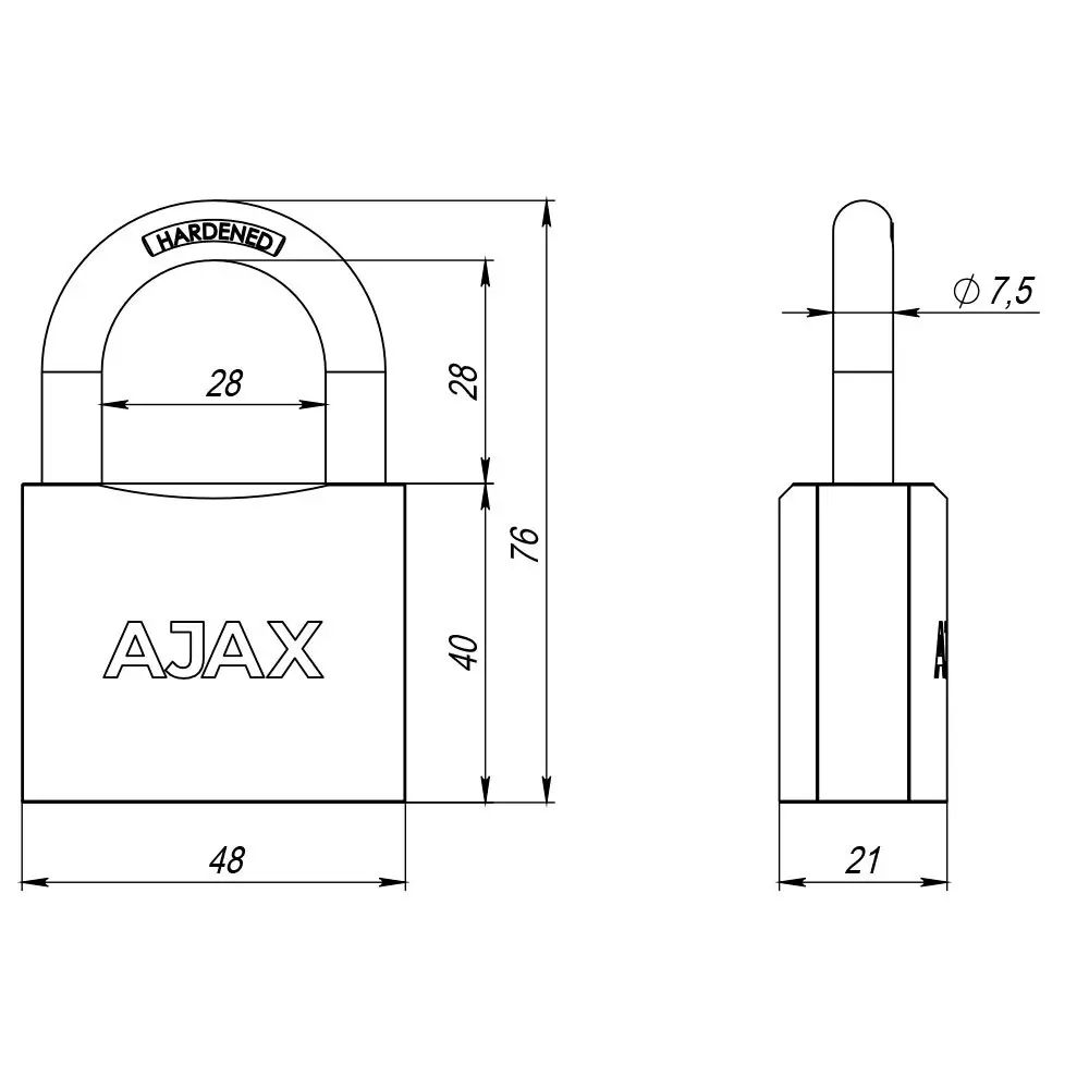 Замок навесной Ajax PD-0150 40x28 мм чугун STLM-2157798 - Вид №2