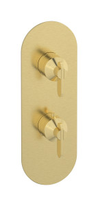 External part of thermostatic 2 ways diverter, round plate, vertical, Soho handle WE ARE IB eua612isnoh Brushed Pale Gold Aqua