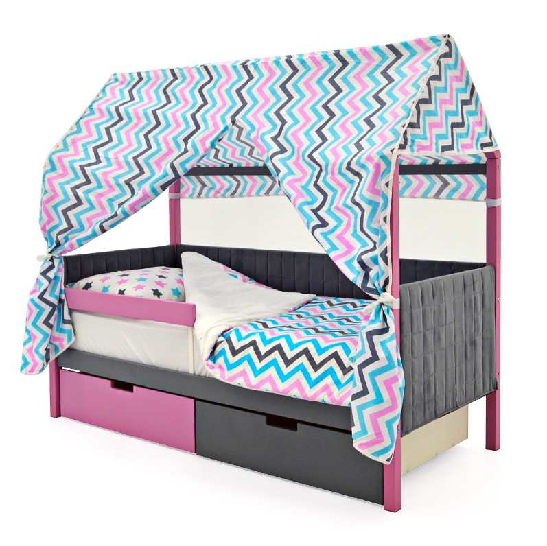 Детская кровать-домик мягкая лаванда-графит Svogen БЕЛЬМАРКО  00-3873184 Розовый;серый Santreyd  - Вид №6