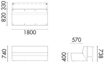 Grado Design 2-местный тканевый диван со столешницей Modo Mod-sf-2st - Вид №2