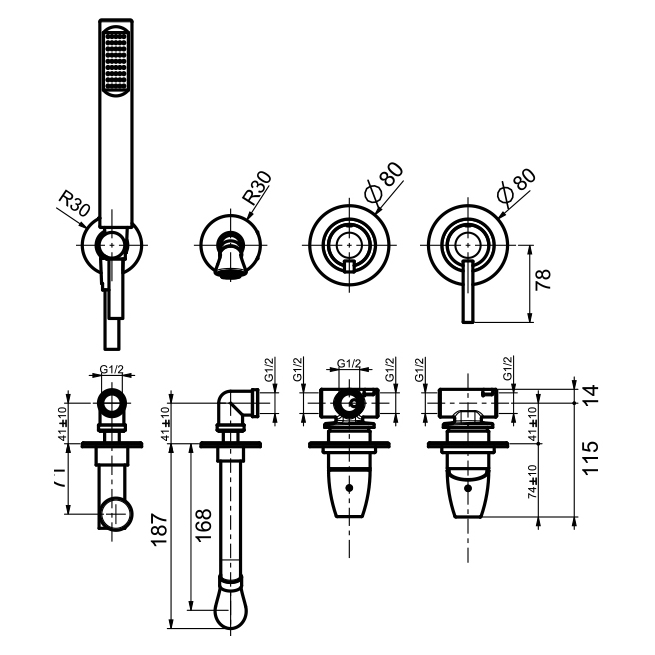 OE860312015 Смеситель для ванны с душем Webert Opera Moderna  - Вид №1