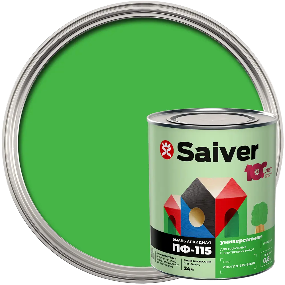 Эмаль ПФ-115 Saiver Lux глянцевая цвет светло-зеленый 0.8 кг 83402320 STLM-2045913 