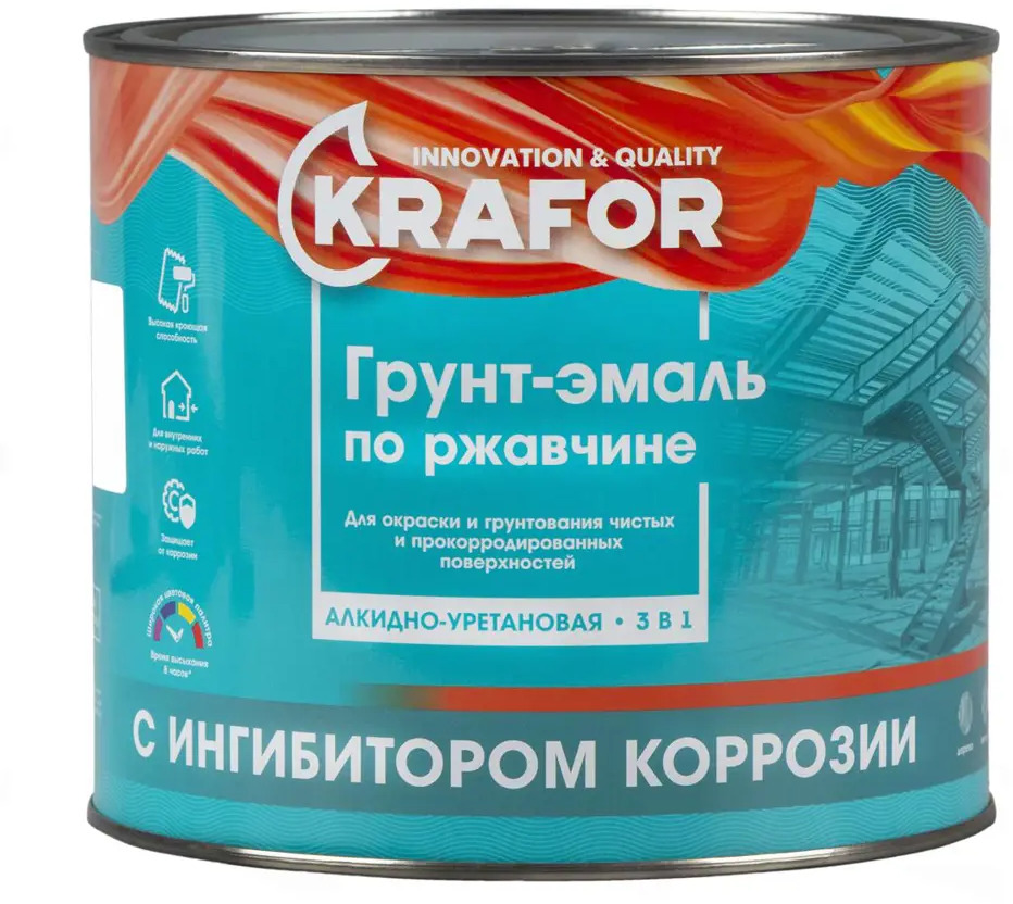 91262707 Грунт-эмаль по ржавчине Krafor 26693 1.9 кг цвет серый STLM-0526820