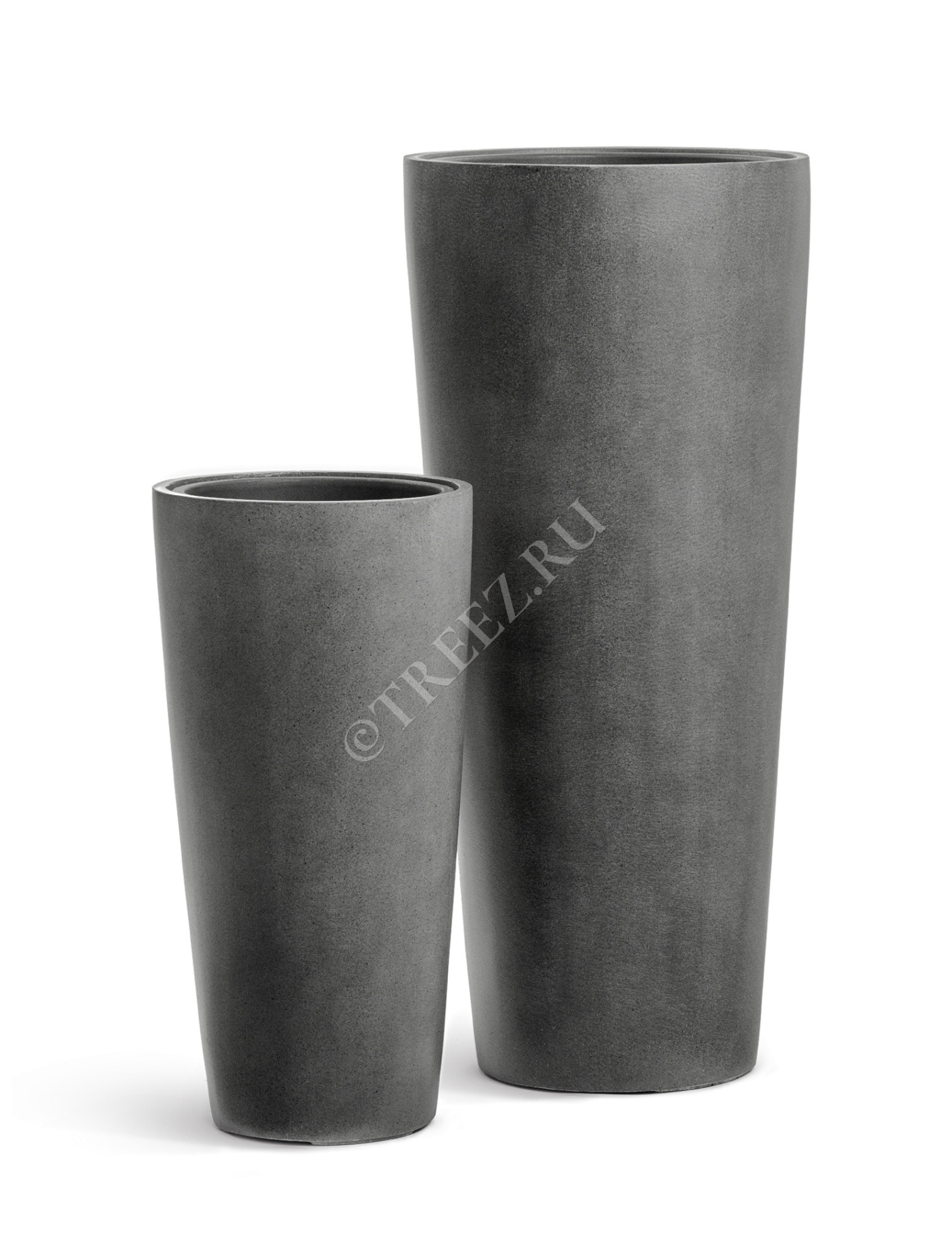 41.3319-02-020-GR-61 Кашпо  Effectory - серия Beton - Высокий конус - Тёмно-серый бетон Цветочная коллекция 