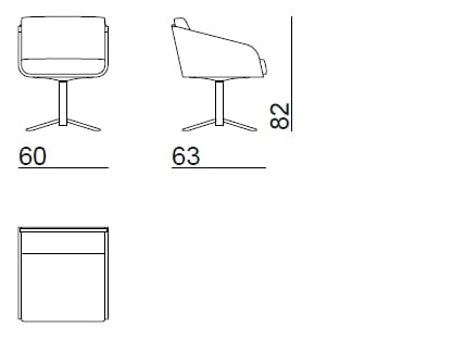 Кожаный поворотный стул с подлокотниками Bizzotto Italia ARCH-00139569 - Вид №4
