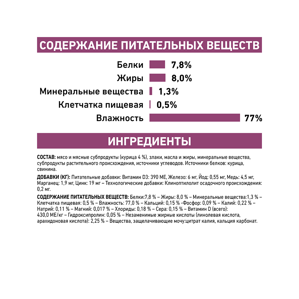 Т0023166 Корм для кошек Vet Diet Renal при почечной недостаточности курица пауч 85г ROYAL CANIN  - Вид №6