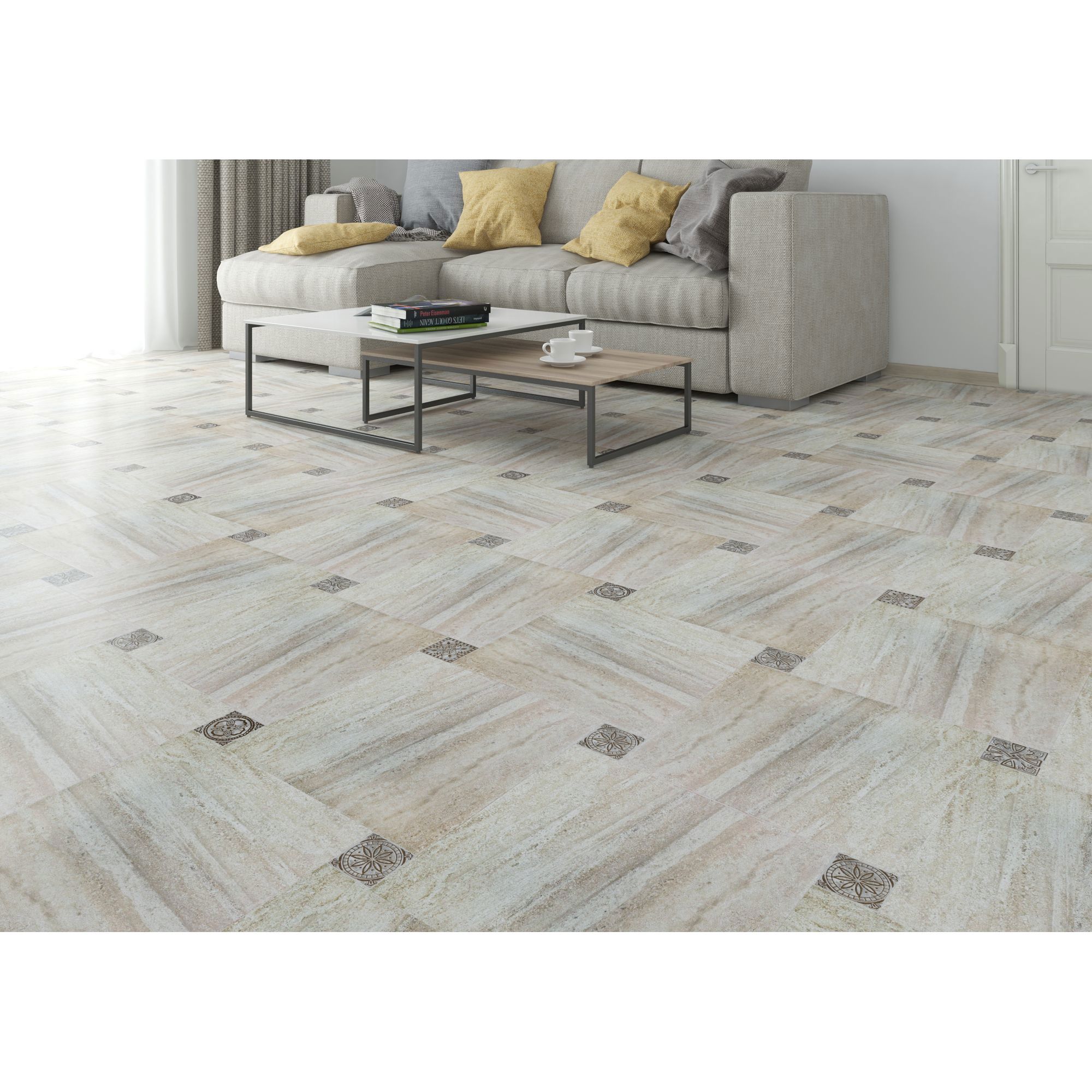Декоративная вставка Kerama Marazzi Престон 7.7×7.7 см серый керамогранит 18361453 STLM-0010528 - Вид №6