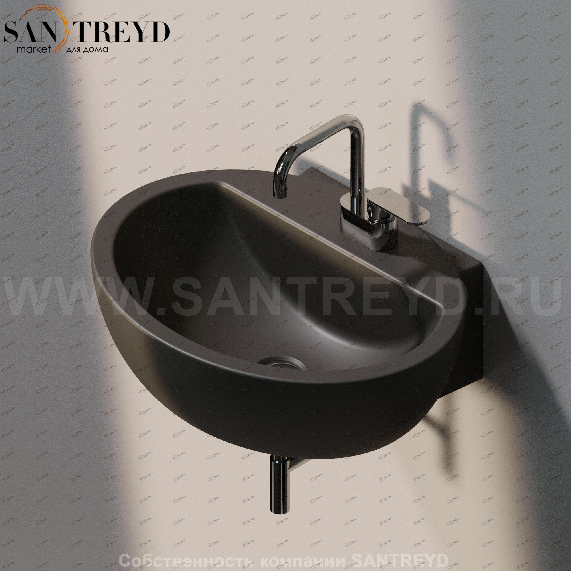 DP4817006 Подвесная раковина настенная овальная Ceramica Flaminia Dip черная