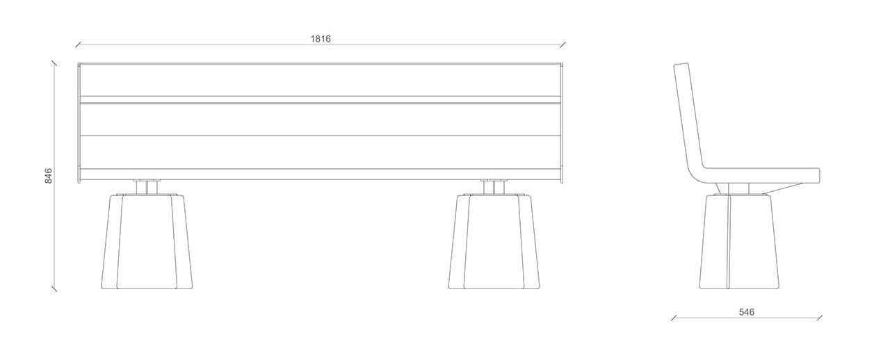 Металлическая и бетонная скамья со спинкой Lazzari Stone ARCH-00059094 - Вид №11