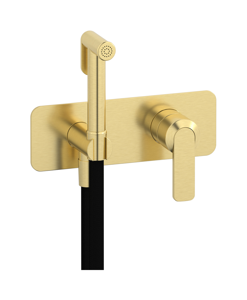 Внешние части гигенического душа со смесителем. WE ARE IB c6706is Brushed Pale Gold C-67