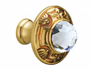 0Z5747.B00.00 Ручка для шкафа диаметром 38 мм с кристаллами сваровски Золото 24К