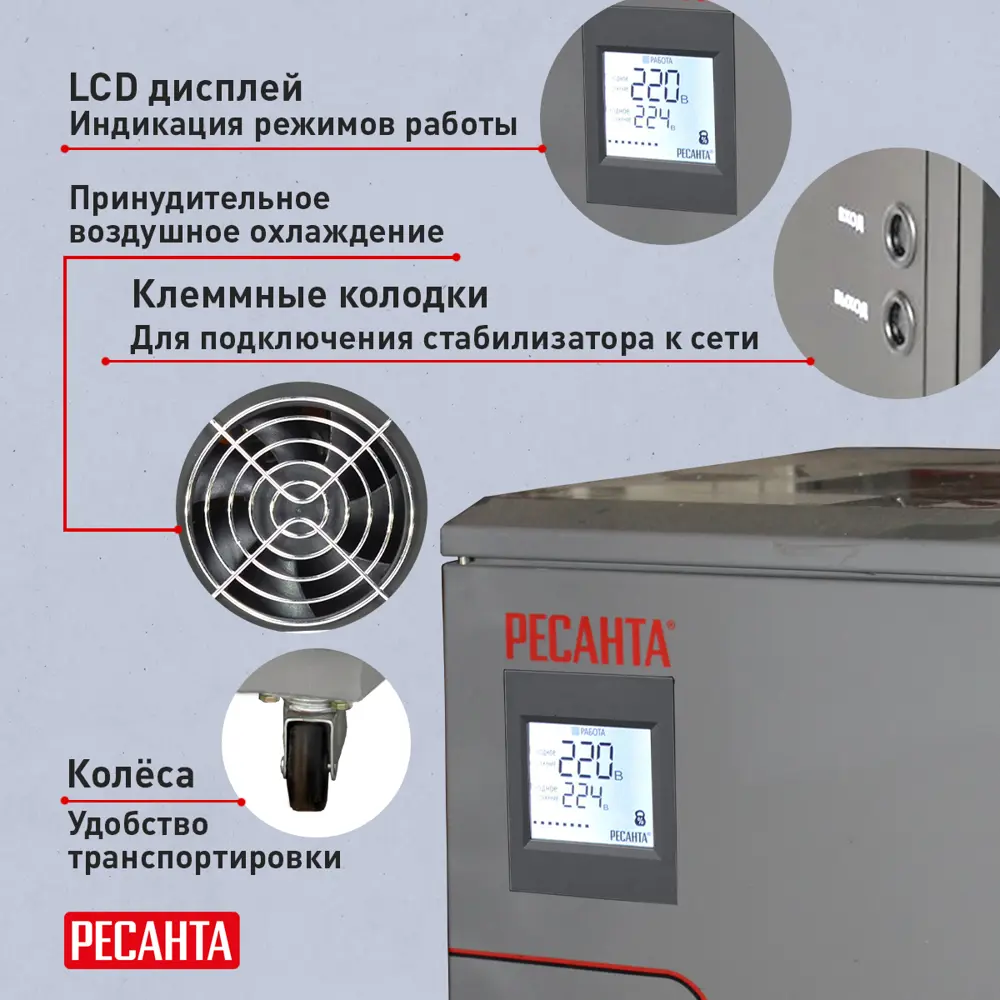 Стабилизатор напряжения Ресанта АСН-15 000/1-Ц 15 кВт STLM-2195947 - Вид №4