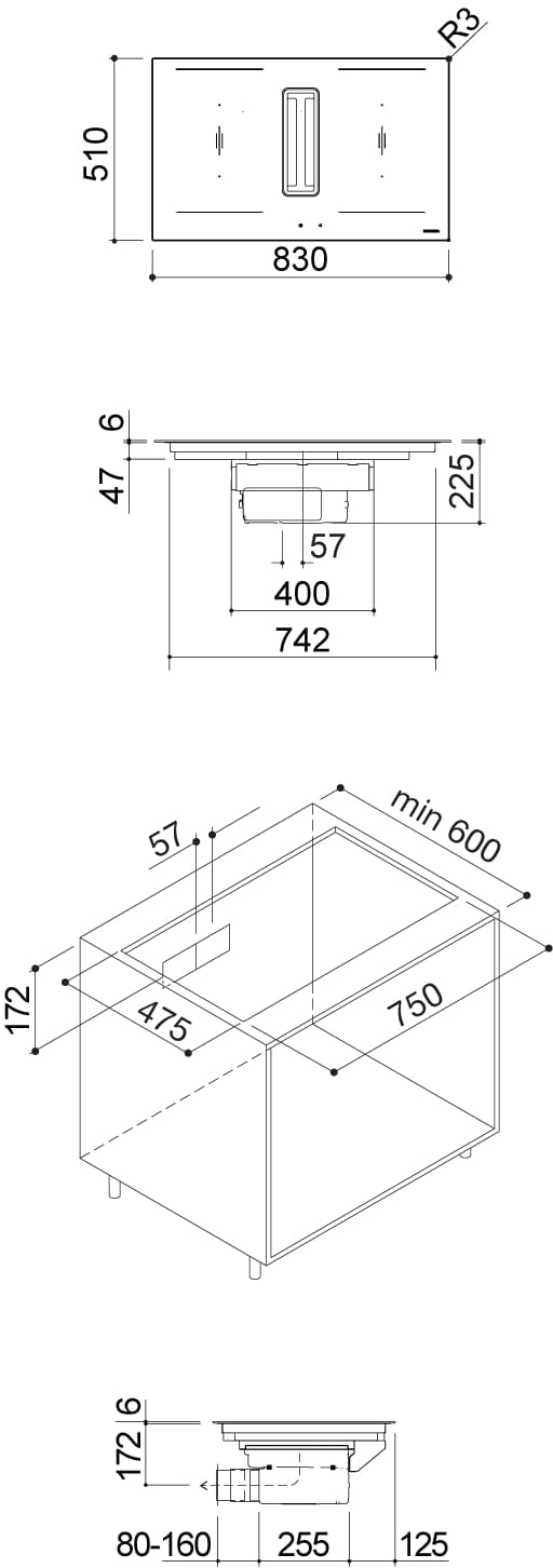 Индукционная плита со встроенной вытяжкой Barazza Zero Advance ARCH-00087122 - Вид №5