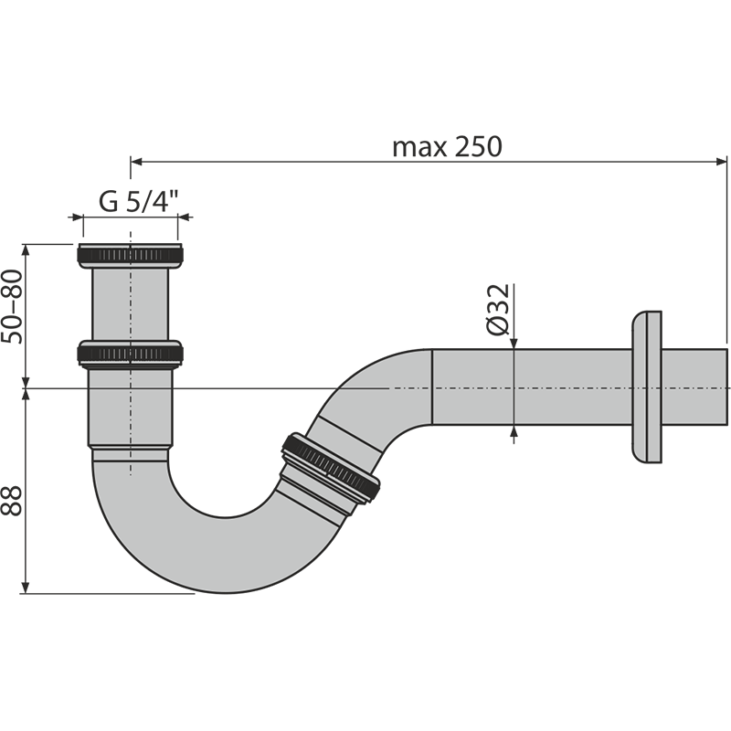 Сифон для биде DN32 металл ALCAPLAST A45G - Вид №3