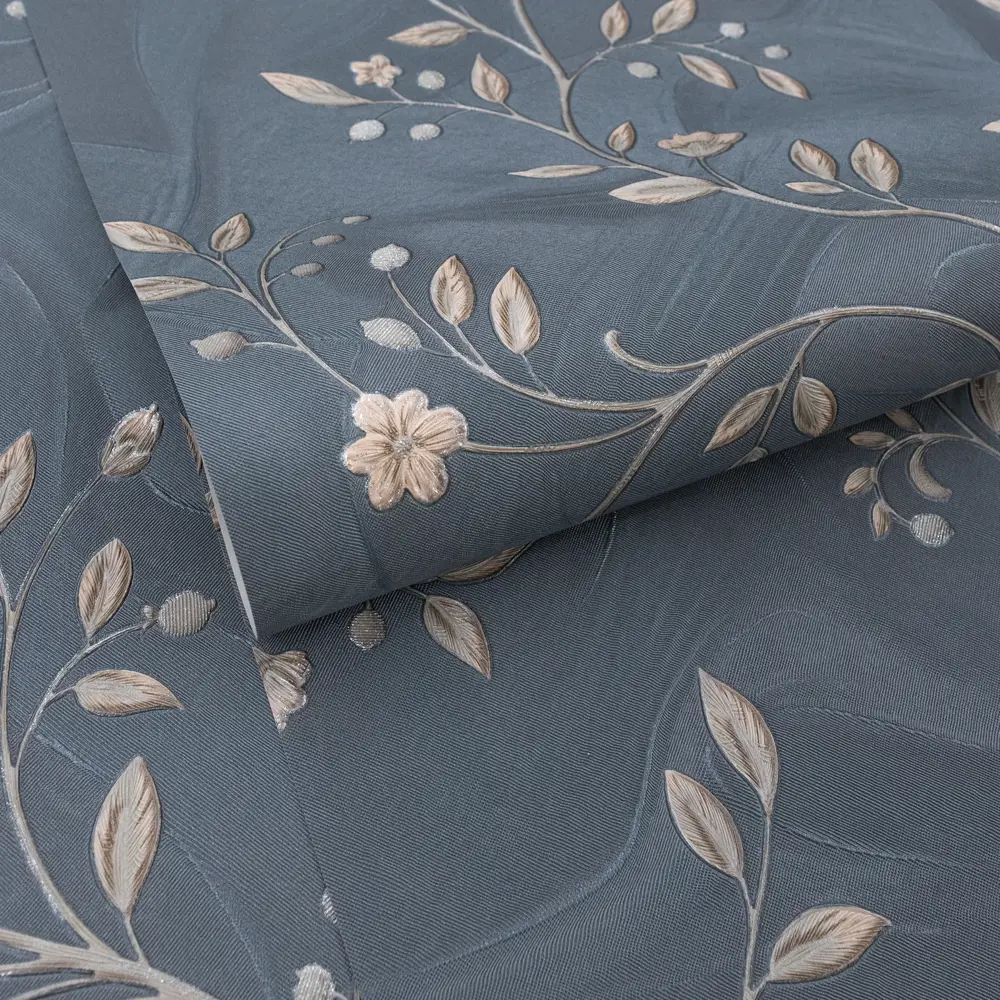 Флизелиновые обои Московская обойная фабрика Ника синие с растительным рисунком 1.06 м 89440857 STLM-1580786 - Вид №2