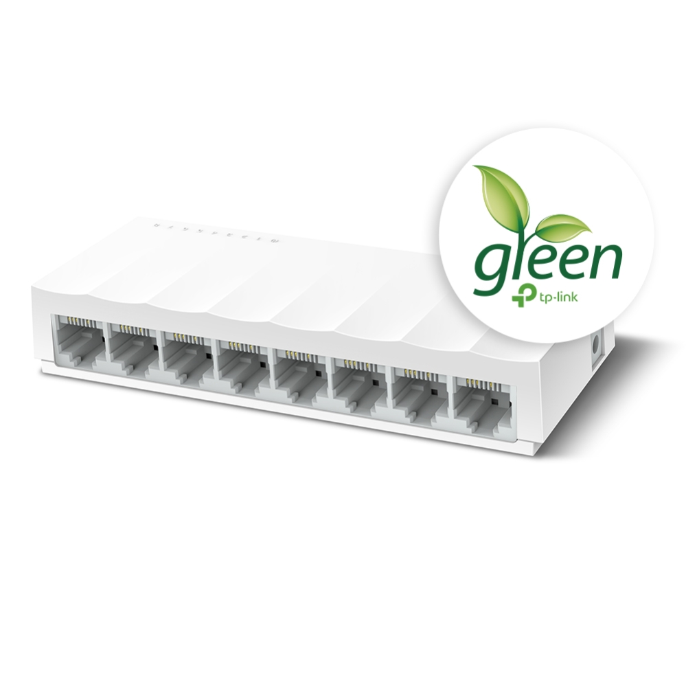 LS1008 8-port 10/100mbps unmanaged switch, plastic case, desktop and wall mountable TP-Link Santreyd  - Вид №1