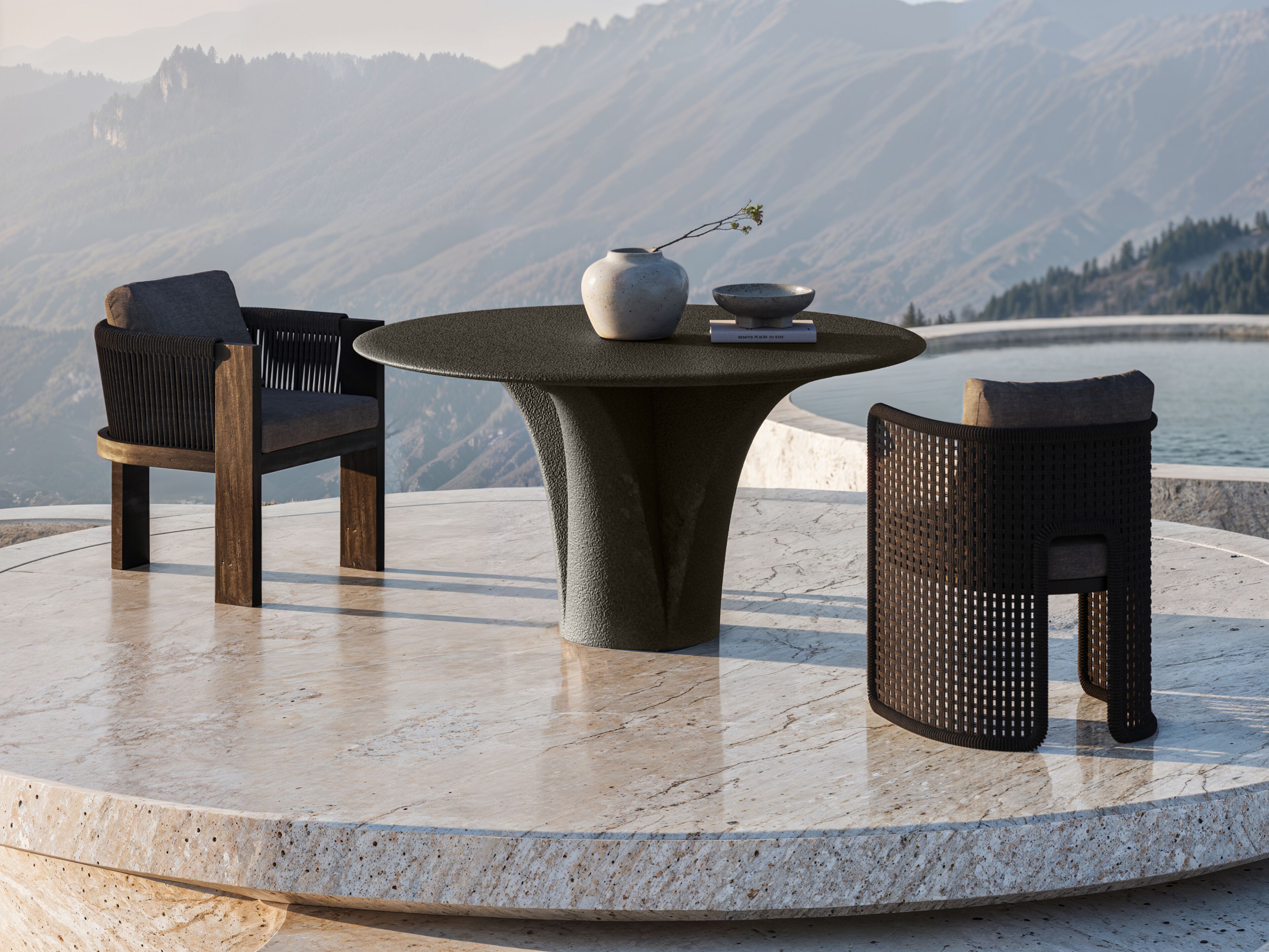 Круглый садовый стол из песчаника SNOC Savio ARCH-00111739 - Вид №5