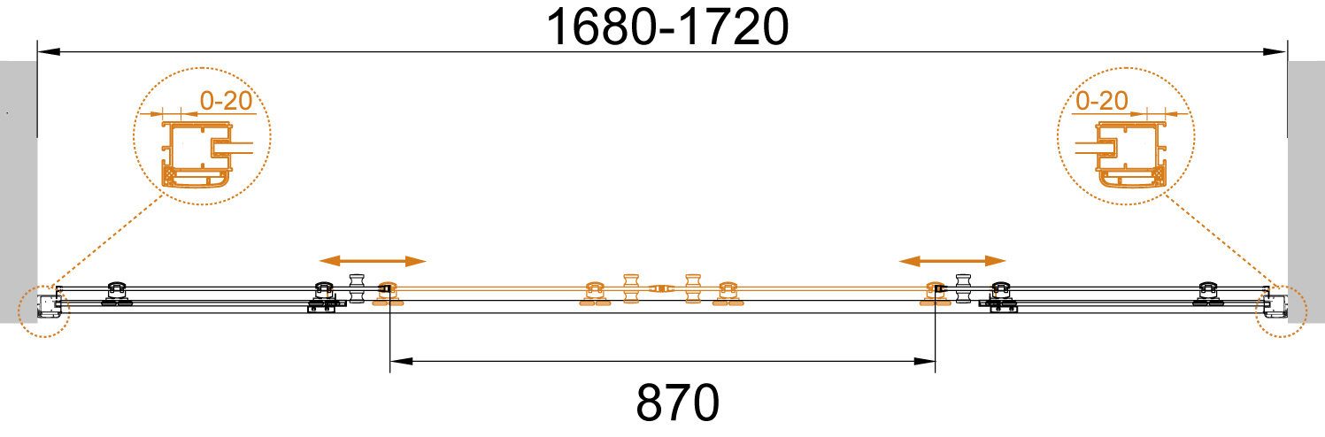 Душевая дверь в нишу CEZARES ANIMA-W-BF-2-170-C-Cr - Вид №3