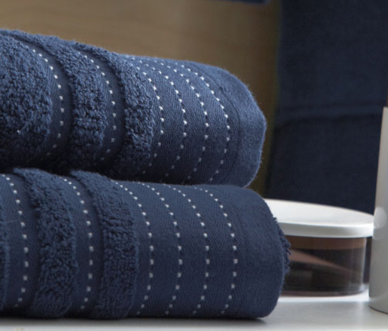 SIR_N_70 Полотенце SIR синий с декоративной строчкой 70/140 хлопок 600гр/м3 Blanc des Vosges Santreyd 