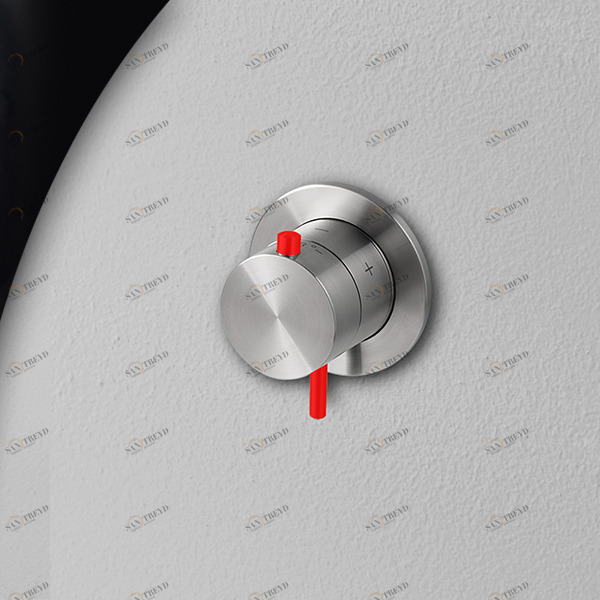 Термостат для душа матовая сталь с красной ручкой Toki Radomonte TER51SCIL15