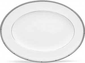 32028 Noritake Блюдо овальное Noritake "Рочель,платиновый кант" 31см Фарфор костяной