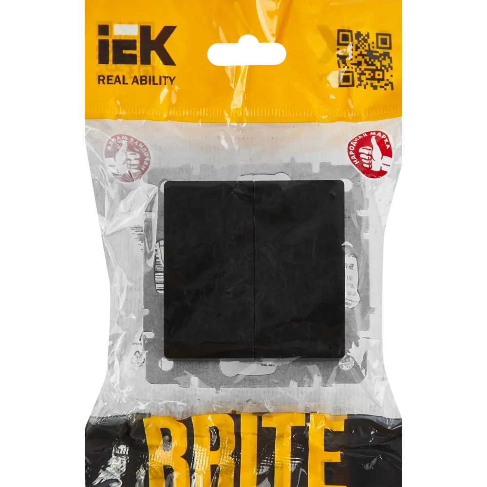 Выключатель IEK Brite двухклавишный матовый черный для современного интерьера 87761715 STLM-1115055 - Вид №4