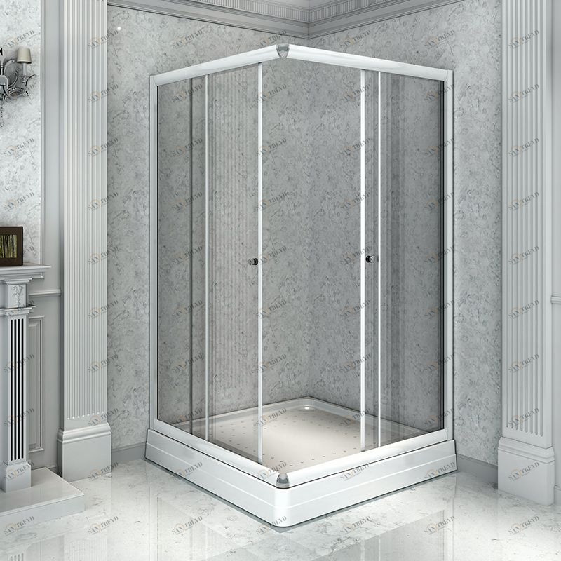 Душевой угол 100х110 (прямоугольный, левое исполнение), стеклянные шторки (прозрачные), поддон на раме-подставке с устройством слива, профиль белый Radomir 1031101230